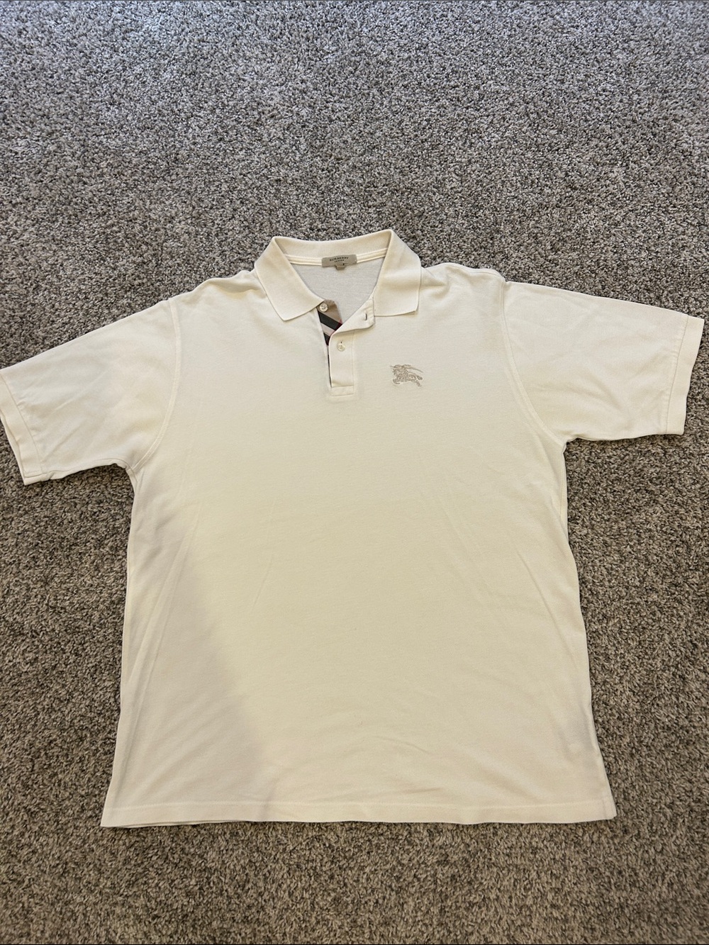 Burberry Men's Polo Shirt in Cream with Signature Knight Logo